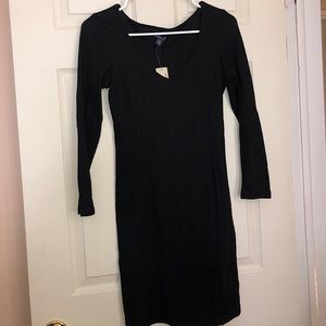 American Eagle Black Ribbed Long sleeve bodycon dress